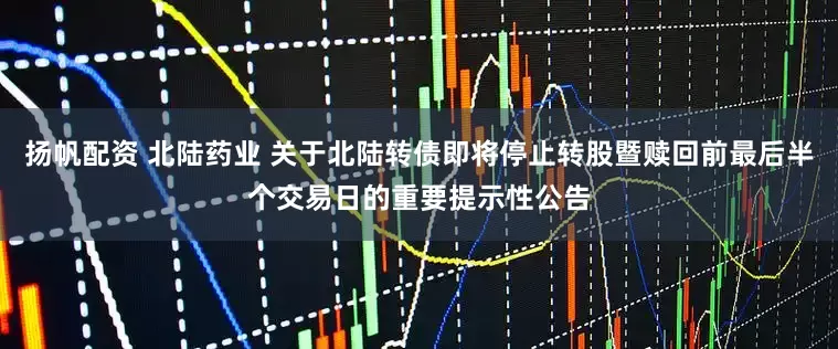 扬帆配资 北陆药业 关于北陆转债即将停止转股暨赎回前最后半个交易日的重要提示性公告