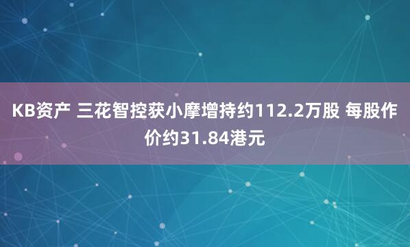 KB资产 三花智控获小摩增持约112.2万股 每股作价约31.84港元
